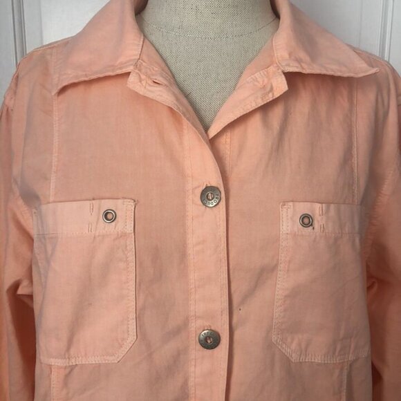 Fresh Produce Peach Button Front Cotton Top Blouse Womens Small - Picture 2 of 8